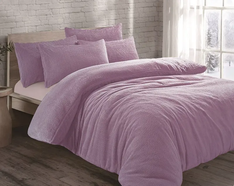 BRIT HOUSE TEDDY BEAR FUR SHERPA FLEECE DUVET COVER & PILLOWCASE/S BEDDING SET WINTER WARM COSY QUILT COVER BED LINEN SET PILLOW COVERS 1