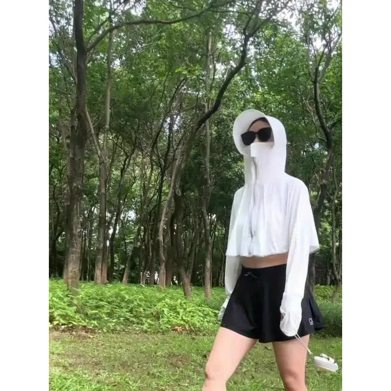 Women's UV Protection Hooded Sun Shirt, Lightweight Long Sleeve Shawl Cape, Summer Outdoor Sports Cardigan, Sun Protective Clothing 7