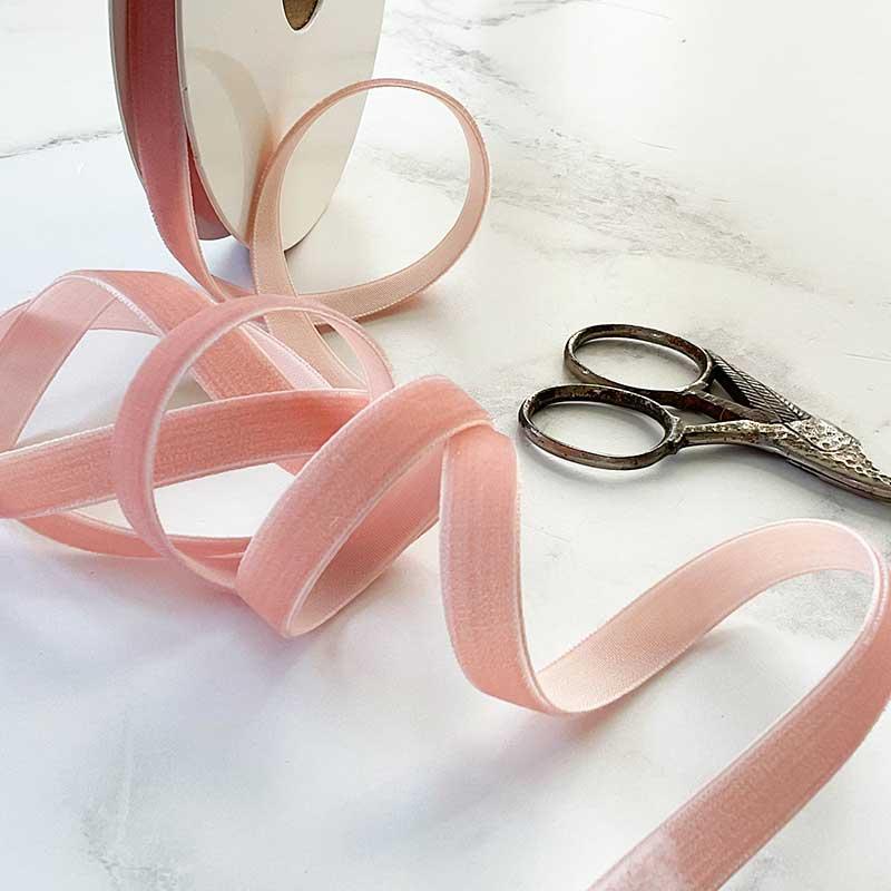 Marble Rose Velvet Ribbon - Light Pink Velvet Ribbon in Various Widths 2