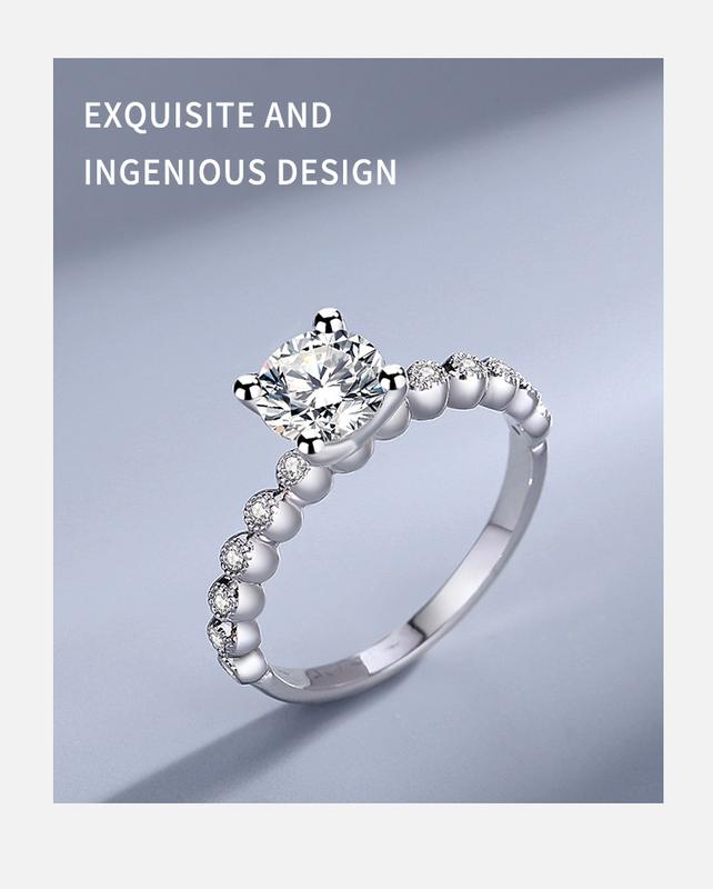 Product Introduction of 【#124】925 Sterling Silver Four Claw 1CT Moissanite Ring 3
