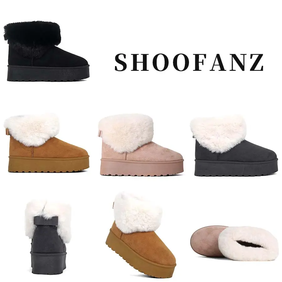 SHOOFANZ Women's Winter Warm Boots Women's Snow Winter Boots Women's Plush Warm Fashion Boots Women's Solid Ankle Boots Women's Outdoor Non-Slip Walking Boots Women's Casual Comfort Boots Size 3-9 Women's Indoor Platform Boots