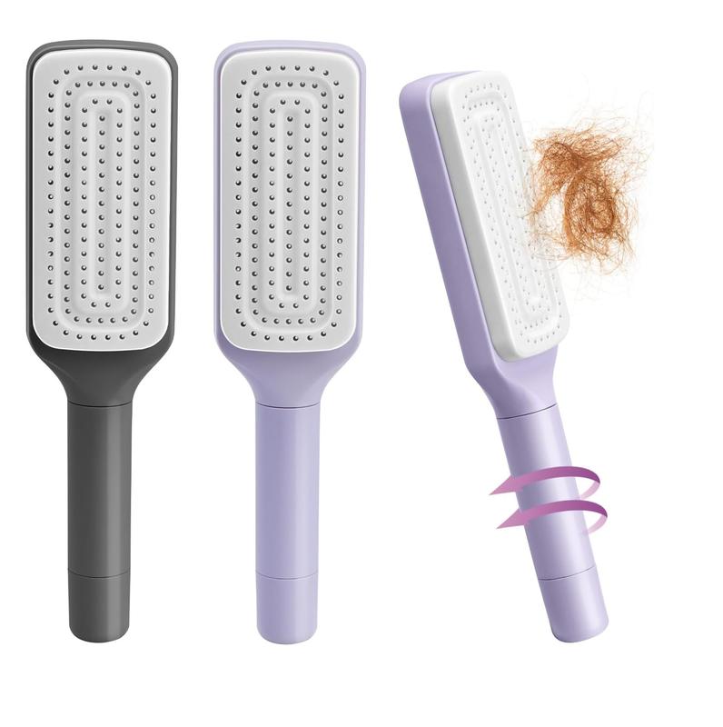 2PCS Self Cleaning Hair Brush,hair Brushes For Women,one-click Cleaning Comb,curly hair comb,3d airbag comb,retractable comb,suitable For All Hair Types... 4