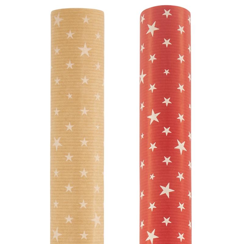Christmas Wrapping Paper Gift Wrap Natural Kraft Paper Ribbed Eco Wrap Red Brown Bulk Pack 12M Festive 4 Pack 3
