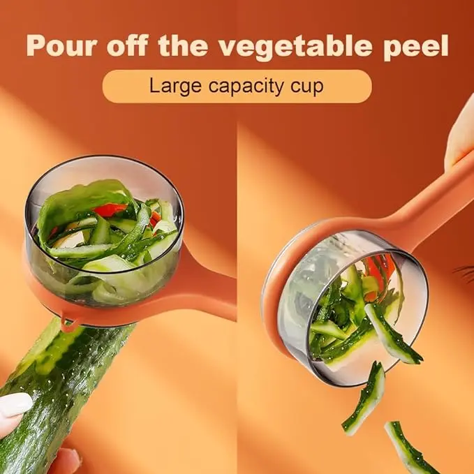 Peeling Knife with Storage Box, 2024 New Peeler with Storage Bucket, Multifunctional Double Sided Stainless Steel Blade Peeler and Carrot Vegetable Fruit Peeler Peeling Knife Box 4