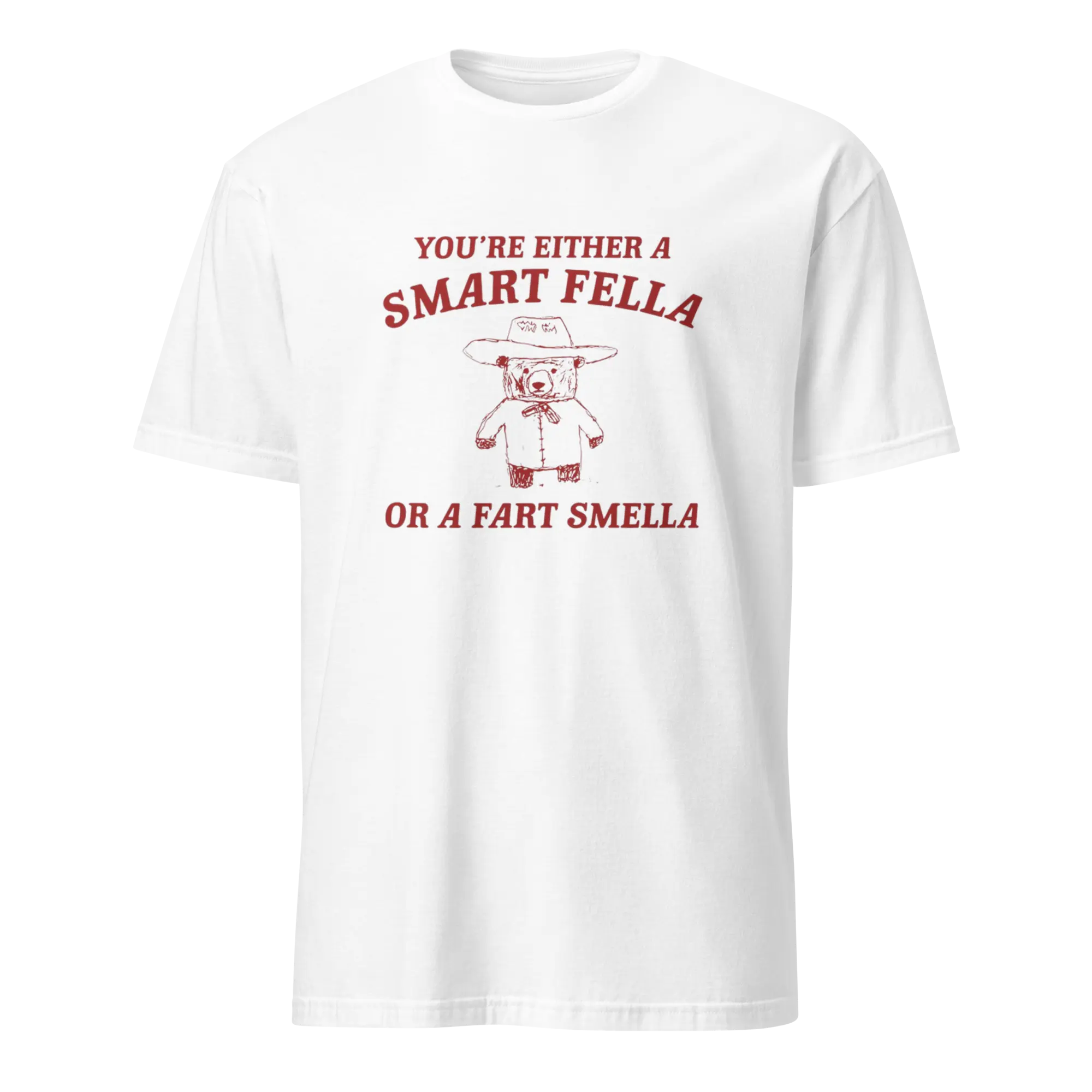 Smart Fella Fart Smella T-Shirt for Men - Funny Pun Tee Menswear Cotton Fabric Top Casual Breathable Soft Breathable Streetwear Round Neck Tshirt Operator Shortsleeve