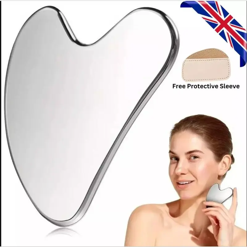 Gua Sha Facial Tools, Stainless Steel Gua Sha, Metal Gua Sha for Jawline Sculpting , Gua Sha Stainless Steel Tool, Skin Care (Silver) Soothing Comfort 0