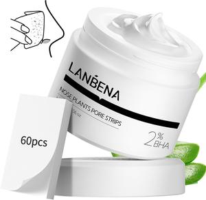 LANBENA Deep Cleansing Nose Plant Pore Strips - 60pcs Plant-Based Paper for Smoothness & Clarity, Suitable for All Skin Types, 2% BHA