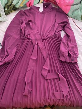 Product Review of Women's Solid Belted Pleated Dress, Elegant Bishop Sleeve Keyhole Back A Line Dress for Spring & Fall, Women's Clothing for Wedding Guest, Dresses for Women from ** ☁** ** ☁** 🌀** 0