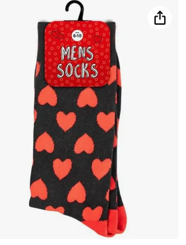 Gifts Men's Heart Socks, UK Size 6-10 - Perfect Valentine's Day Gift for Him, Love Heart Socks Men, Romantic Heart Socks for Men, Boyfriend, Husband Mens Gift