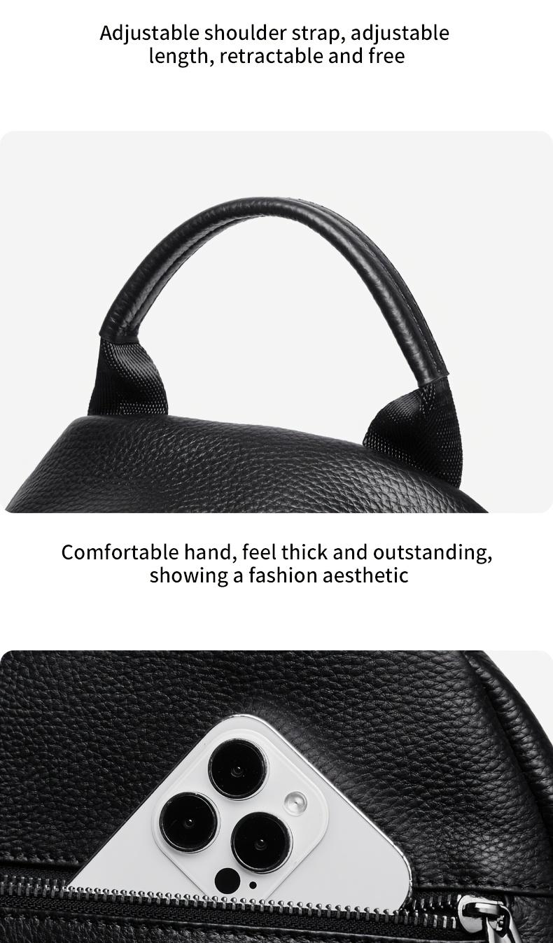 Product Introduction of This Stylish And Minimalist Large-Capacity Women'S Backpack Made of Top-Layer Cowhide Is Perfect for Commuting, Work, And Vacations. 9