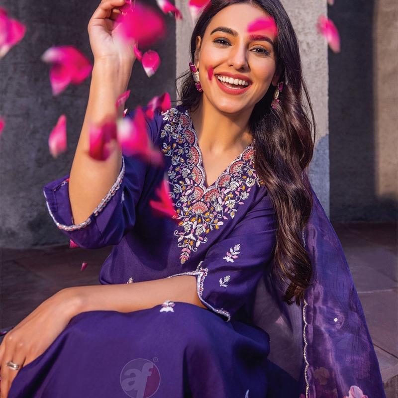 LUXURY VISCOSE MODAL SILK DESIGNER SUIT WITH PURE HANDWORK. SIZE 38 TO 44 8