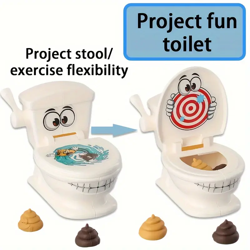 HARLESOTTO        MiaoMiao Hilarious Toilet Shooting Game Set - A Family - Oriented Game Featuring 1 Cartoon Toilet, 2 Launcher Toys, and 6 Plastic Poop Figures. Enjoy Rapid - Fire Fun with This Ideal Children's Party Game, Perfect as a Gift for Halloween 6