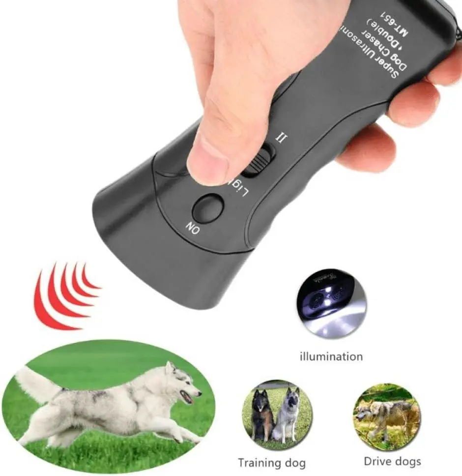 Handheld Dog Repellent & Trainer Bark Stopper with Led Ultrasonic Infrared Dog Deterrent for Safety Outdoor Walking