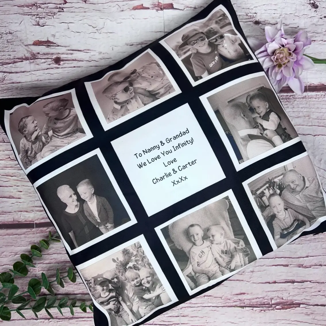 Personalised Picture Panel Cushion Cover - Any images/Text added
