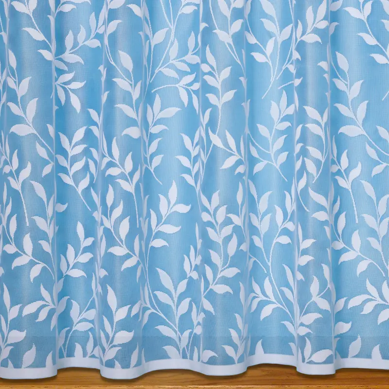 Lisa Leaf White Net Curtains With Straight Base 2