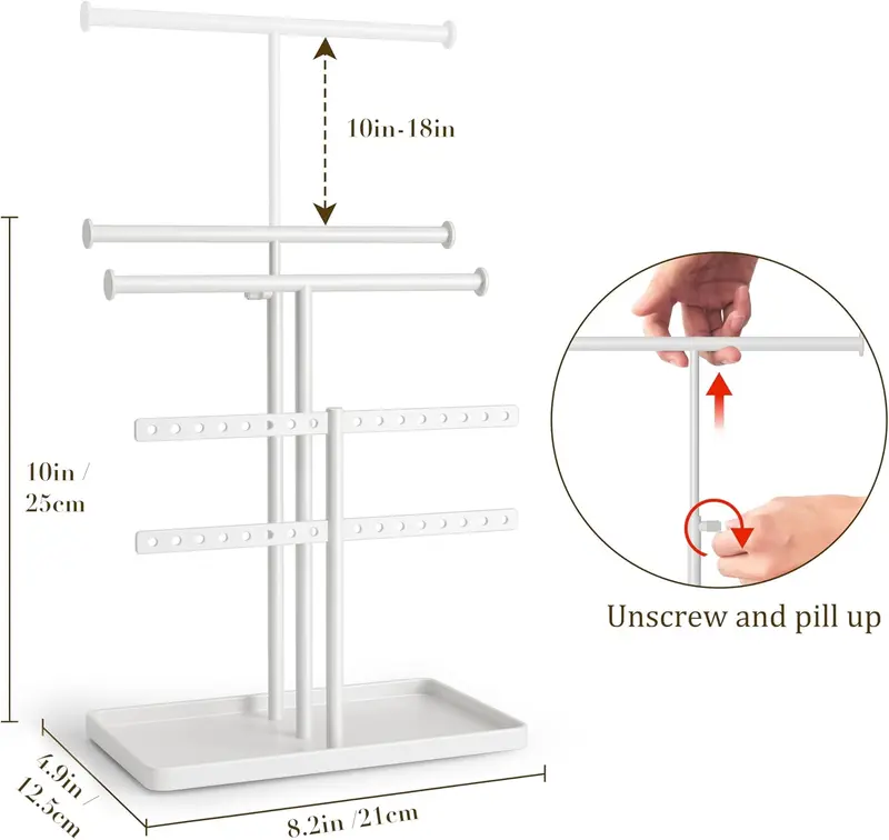 Jewelry Holder Organizer Necklace Display: Metal Aesthetic Room Decor Tree Stand for Bracelet Hanger and Earrings Storage 5