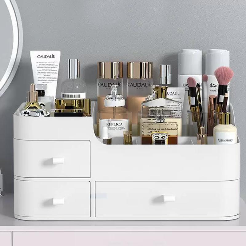 Livingandhome Large Makeup Organizer Storage with Drawers White Boxes 4