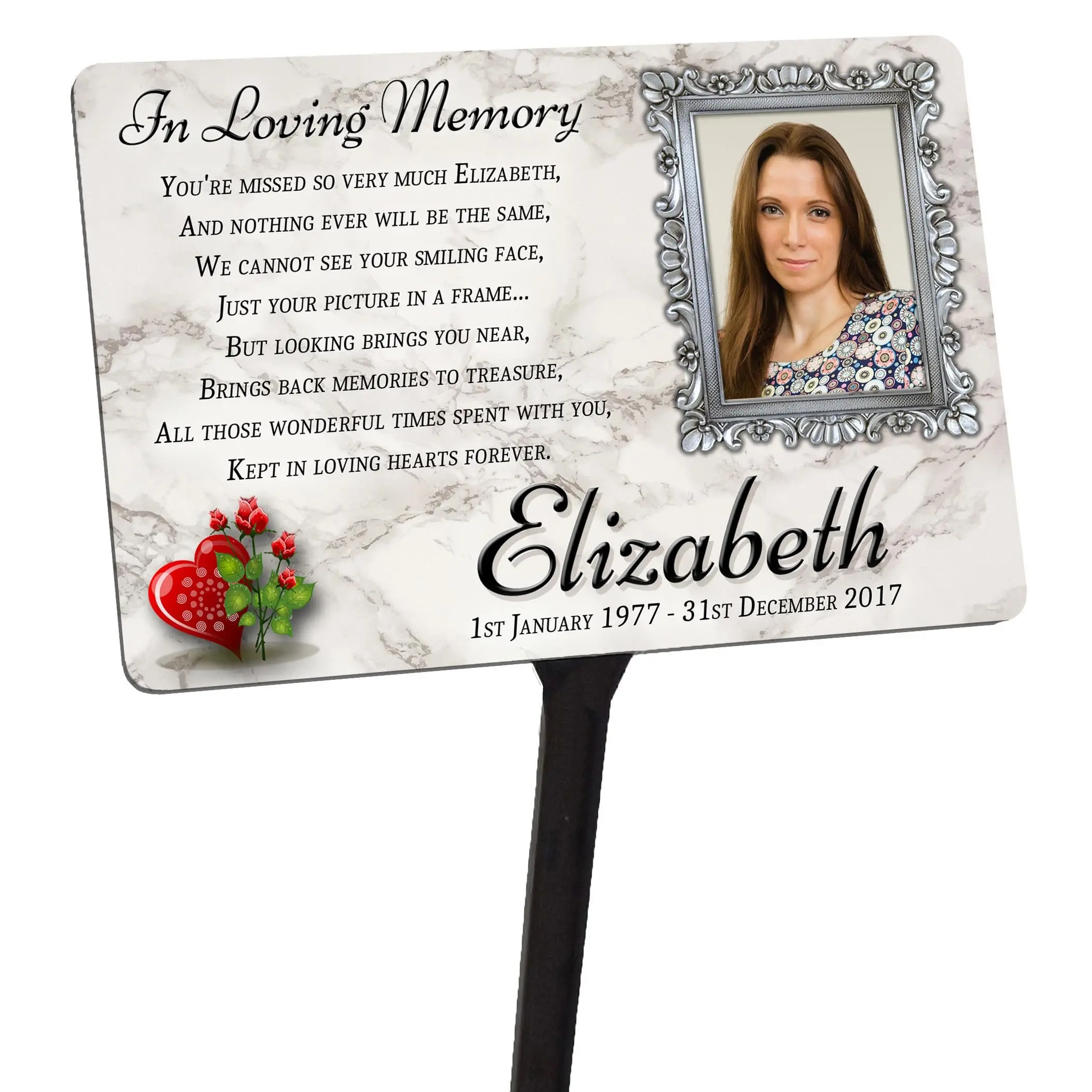 Your Photo Personalised Memorial Plaque & Stake/Spike. For Friend or Family. #memplax #garden #grave Decor Signs Aluminium Print