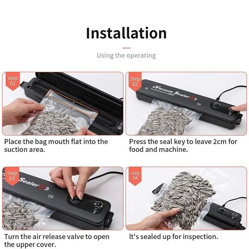 Vacuum Food Sealer Automatic Manual Sealer Dry Wet Pack Machine with 60 Bags UK 5