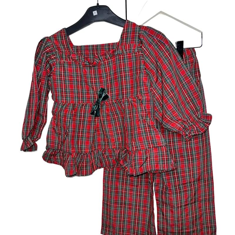 Girls and Boys Matching Tartan Christmas Pyjamas for Kids 0