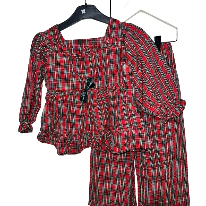 Girls and Boys Matching Tartan Christmas Pyjamas for Kids 0