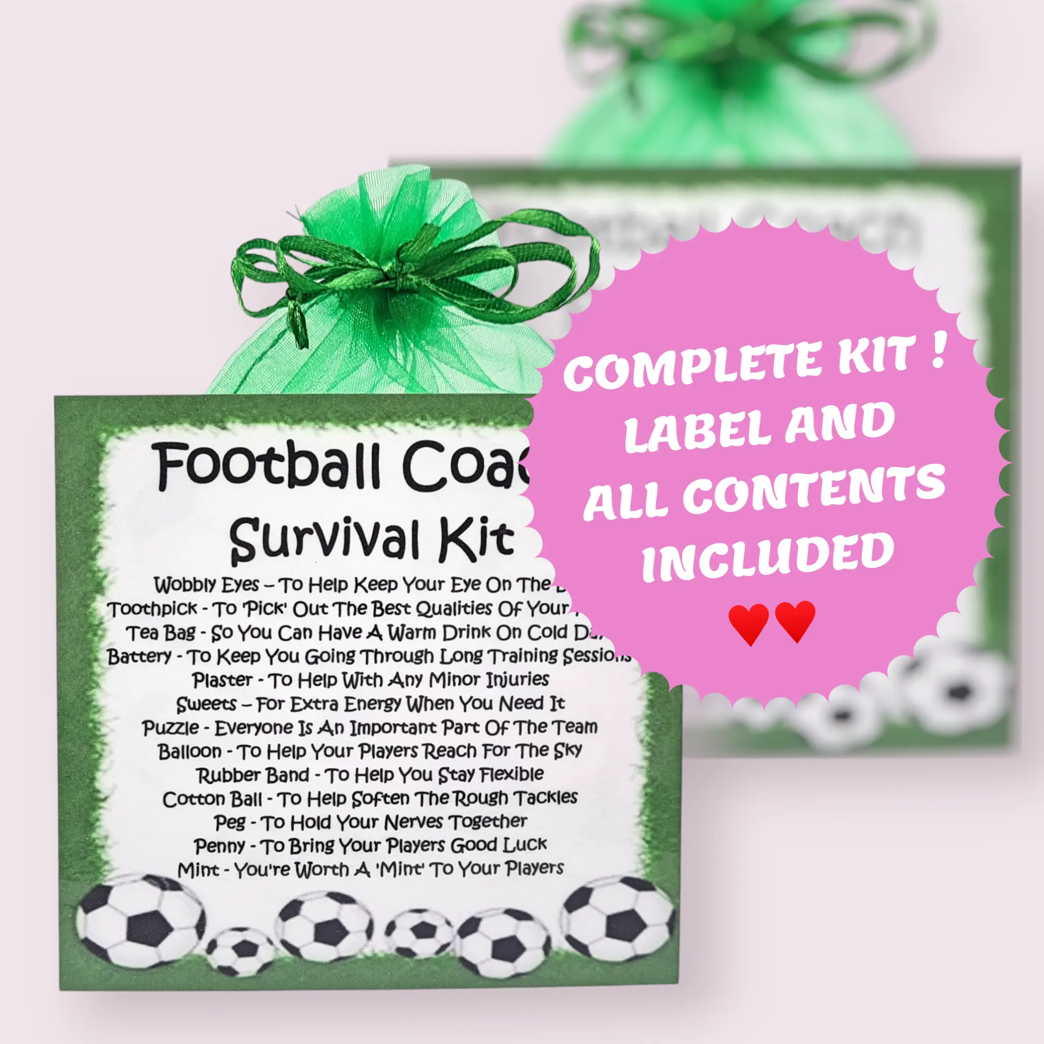 Football Coach Survival Kit ~ Fun Novelty Gift & Greetings Card Alternative | Birthday Present | Thank You | Football Coach Gift | Personalised Keepsake