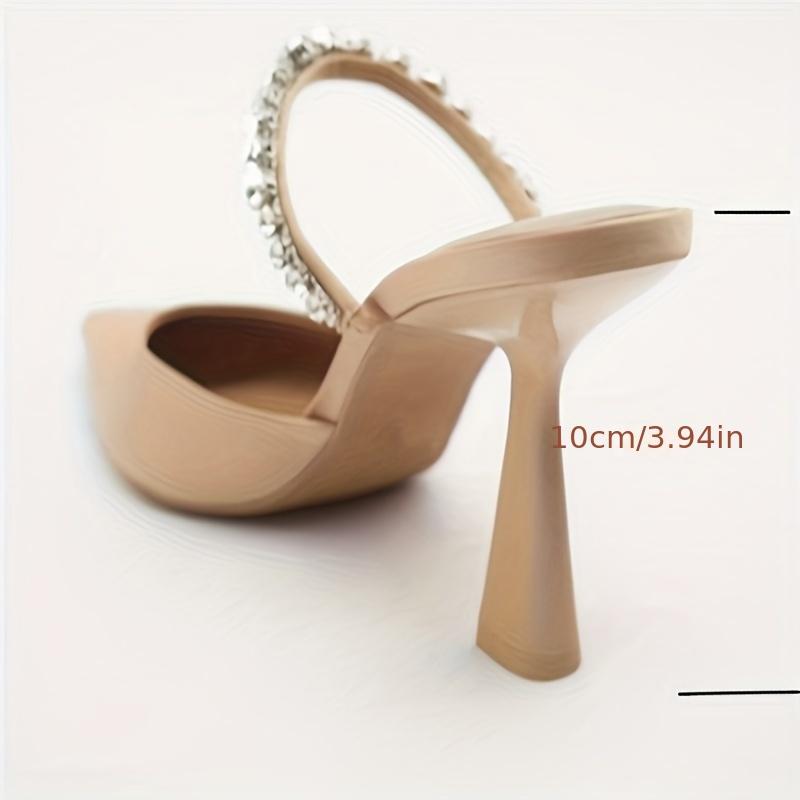Product Introduction of Luxury Stiletto Heels - Backless, Rhinestone Embellished, Pointed Toe, Slip-On Design, Elegant Party Shoes for Women - Perfect for Banquets, Weddings, and Formal Events 0