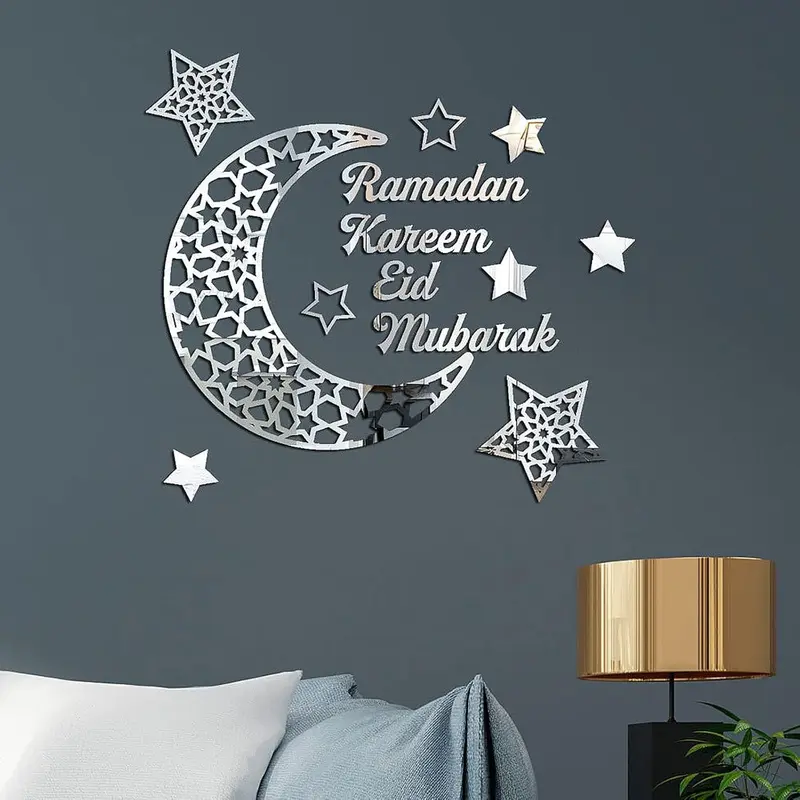 Ramadan Mubarak Decorations for Home Ramadhan Decoration Wall Stickers Eid Decor Moon Star Acrylic Walls Decals for Islamic Muslim Home 7