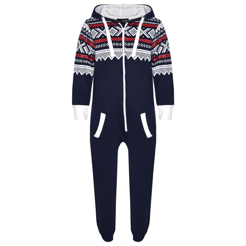 A2Z 4 Kids Fleece Onesie Girls Boys Aztec Snowflake Print All In One Jumsuit Playsuit Nightwear New Age 5-13 Years 1