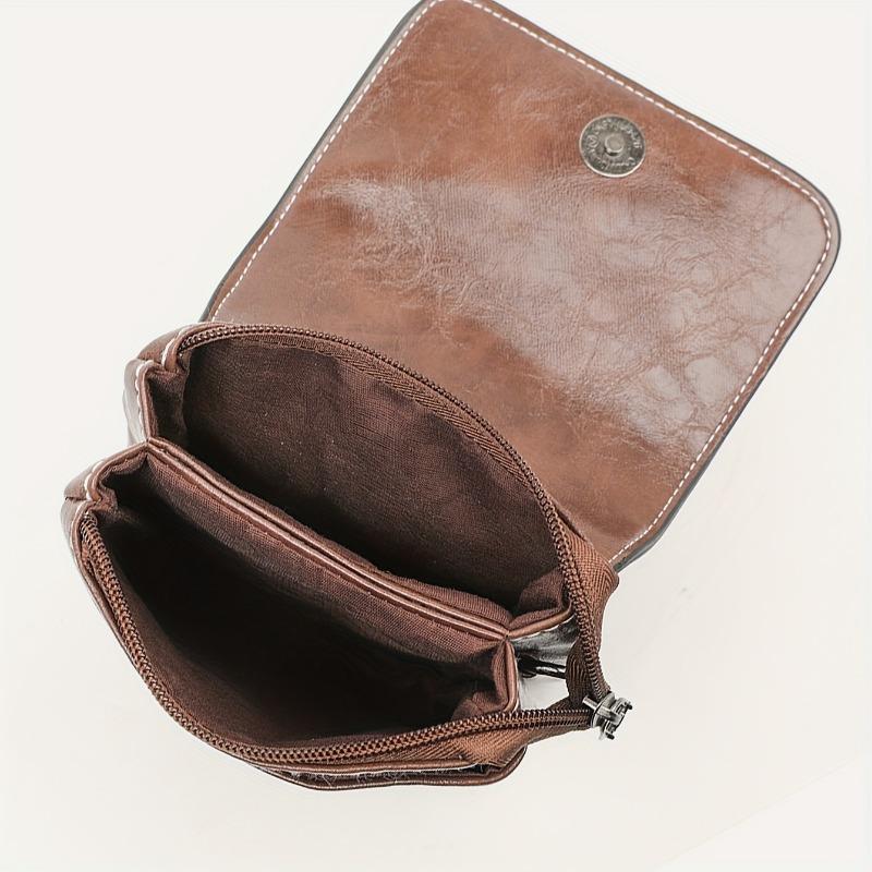 Mini Retro Style Crossbody Bag, Oil Wax Leather Mobile Phone Bag, Women's Shoulder Flap Purse 7