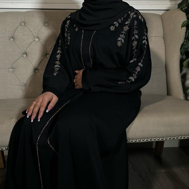 Rida Abaya with Intricate Embellishments - Essential Party Open Abaya luxury 8