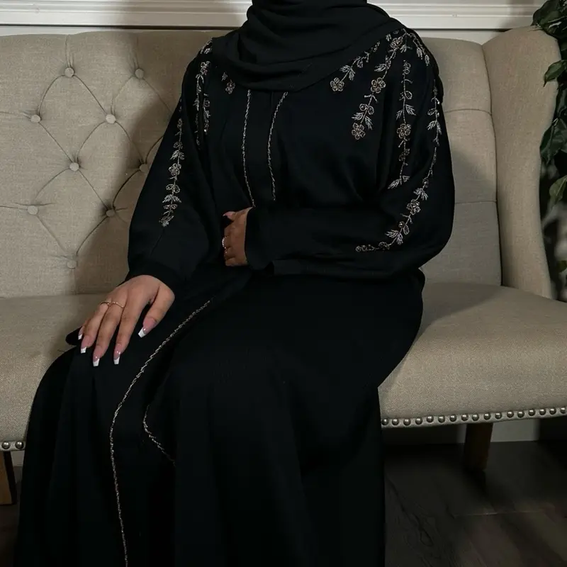 Rida Abaya with Intricate Gold & Silver Embellishments - Essential Party Open Abaya luxury 8