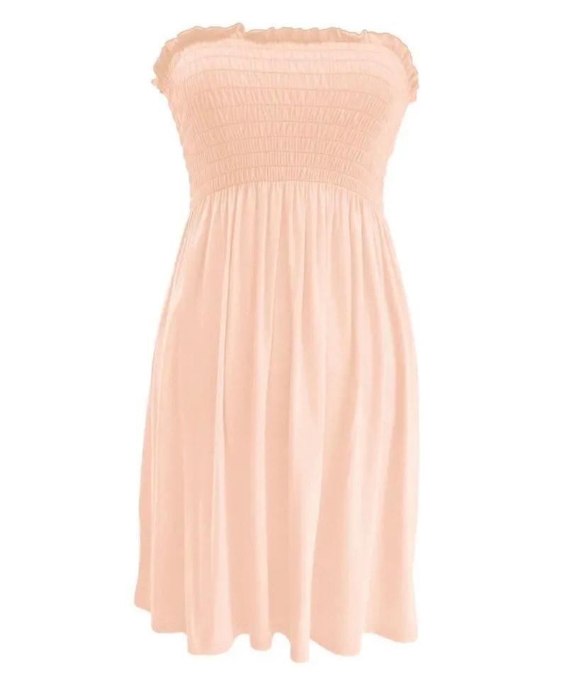 Product Introduction of STY Ladies Sheering Gather Boobtube Strapless Bandeau Summer Mini Dress Top Beachwear Coverup Holidays Casual Womenswear Comfort Basic Sleeveless Comfortable Style Chic Casual Wear 8