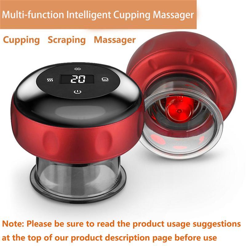 【Special Promotion】 Multi-functional Smart Cupping Massager, Smart Dynamic Cupping Device, Red Light Hot Compress, Gua Sha Massage Tool Type C Charging Massager Portable Electric Cupping Kit with 12 Level Temperature and Suction for  Relief Muscle Comfort 1