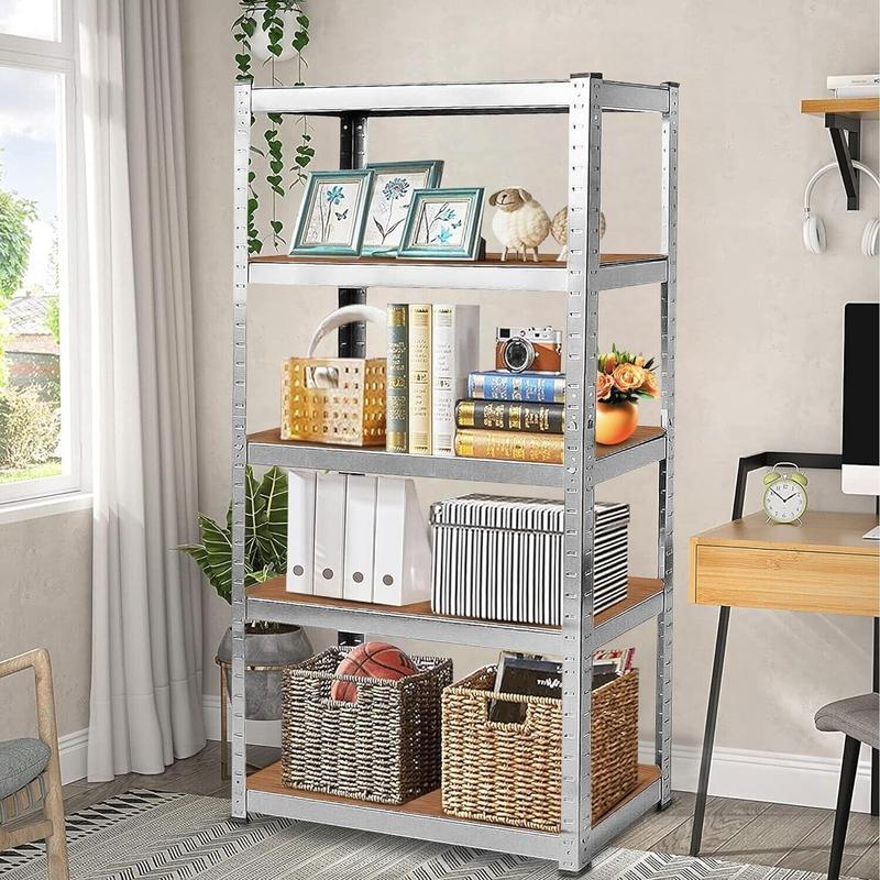 Heavy Duty 5-Tier Metal Storage Shelving Unit – Adjustable Steel Rack with MDF Shelves for Garage, Utility Room, Warehouse | 175kg Load per Shelf | 150x70x30 cm Organiser Rubber Household Smooth 5