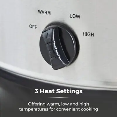 Tower 3.5L Slow Cooker 3 Heat Settings Stainless Steel Silver Family Compact - 3.5L Fast Cooking Easy Clean Design Easy Clean Design Easy Clean Design Non-stick Coating Non-stick Coating Non-stick Coating Non-stick Coating Keep Warm Function Aluminum 2