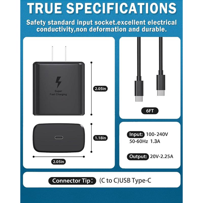 2024 New Super Fast Charger Type C,45W USB C Fast Charger for Samsung Galaxy S24/S23/S23+/S22 Ultra/ S22+ /S22 /S21 Ultra/S21+/S21/S20/Note 10/20/S20/S21, Galaxy Tab S7/S8+ 1