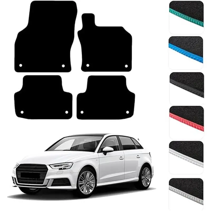 GCM - Car Floor Mats for Audi A3 & S3 2012 to 2020 Full Floor Protection - Anti Slip & Fit Car Mat with 8 Clips Easy to Clean Car Carpet for All-Weather