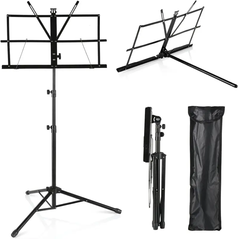 Portable Folding Sheet Music Stand Holder, Height Adjustable, Light & stable+Bag 5