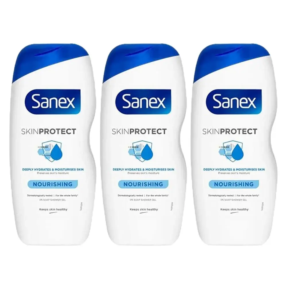 Sanex Skin Protect Nourishing Shower Gel 200ml x 3 Body Care Body Wash