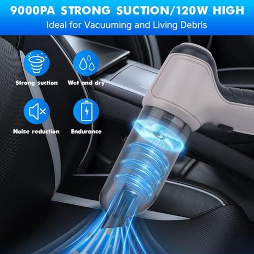 Product Introduction of The High Power Vacuum Cleaner Cordless Car Handheld Vacuum Cleaner, 9000pa 120w Mini Portable Vacuum Cleaner, 3 In 1 Rechargeable Mini Dust Buster For Home Office Car Keyboard Computer 5
