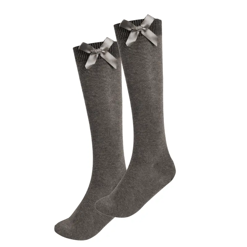 6-12 Pairs of Girls Knee High Long School Socks with Bow | Girls Party Socks 2