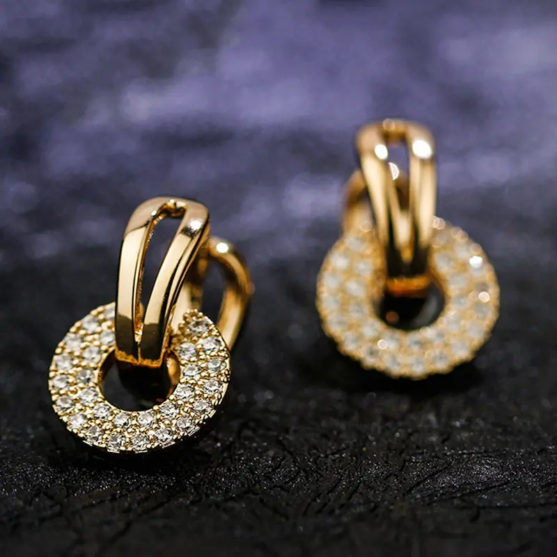 [Zirconia Earrings With Design Fashion] High-end Fashion Female Round zirconia Earrings With Design Ear Accessories 3