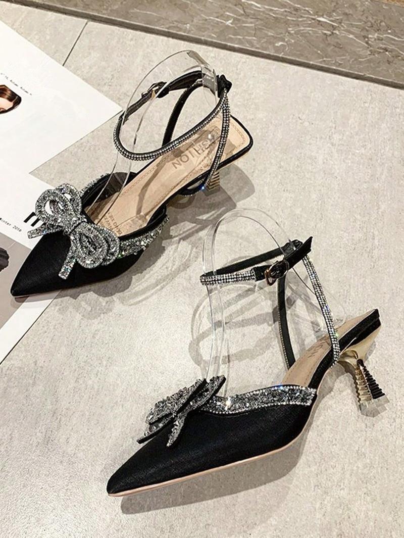 Product Introduction of 2025 Women's Elegant High Heel Shoes With Bow Decoration With Dress Cheer Footwear Summer 6