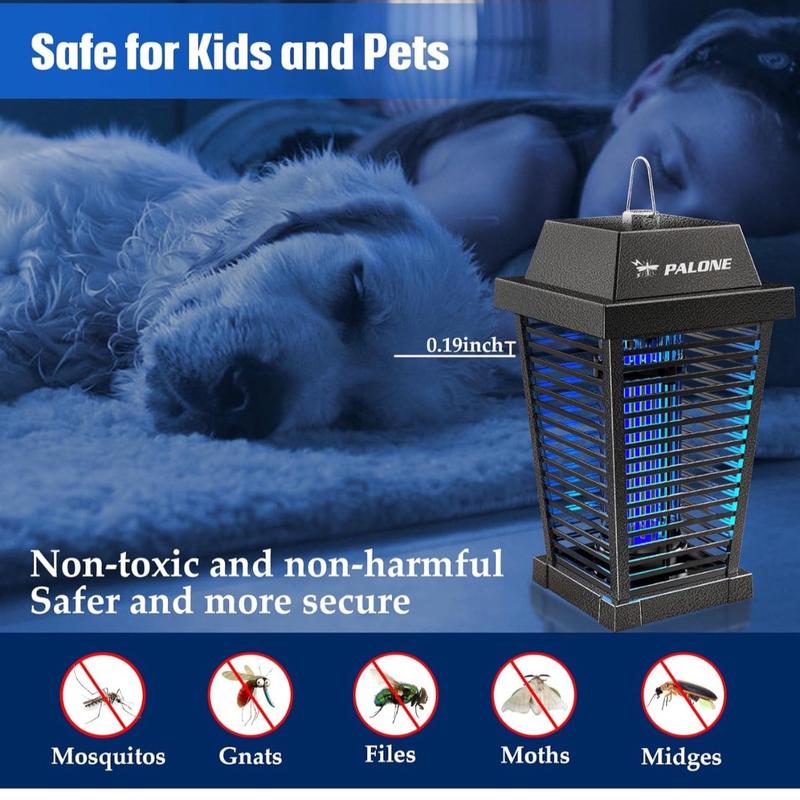 PALONE Solar Fly Killer 4500V Fly Zapper Two Charging Modes of Solar & Type-C Electric Bug Zapper with Fireproof ABS Material for Garden Outdoor and Indoor Electric Insect Killer for Mosquitoes 4