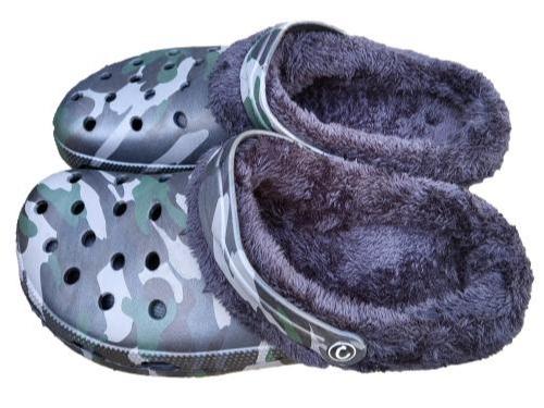 Men's Boy's Adult Warm Camouflage Camping Fishing Shoes Slippers Camo Clogs With Fur Lining Breathable All-Season Casual  Incredibly light removable black furry fluffy inners comfortable warm winter fleece lined garden sandals Footwear Walking Shoes 5