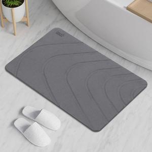 Stone Bath Mat Diatomaceous Earth Bathroom Shower Wudu Floor Mat Non-Slip Super Absorbent Quick Dry Floor Kitchen Anti Mould Antibacterial Natural Easy to Clean 60x39cm