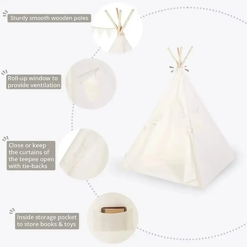 White Cotton Canvas Teepee Play Tent for Kids – Indoor & Outdoor Play Space 1
