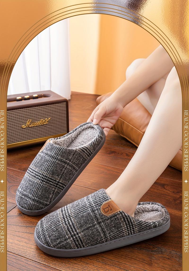 Product Introduction of Mens PLUS SIZE Luxurious Soft Plush House Slippers - Ultra-Cozy, Breathable, Anti-skid Slip-ons with Fuzzy Lining for Indoor Comfort - Ideal for Autumn, Winter, and Cool Mornings 0
