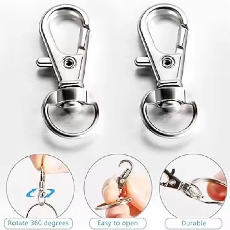 100Pcs Swivel Lobster Clasps & Key Ring   Hoops with Plastic Box,50Pcs Metal Clips and 50Pcs Keyring Key Chain Hooks with Split Rings for Jewellery Making Hanging Crafts, Silver 3